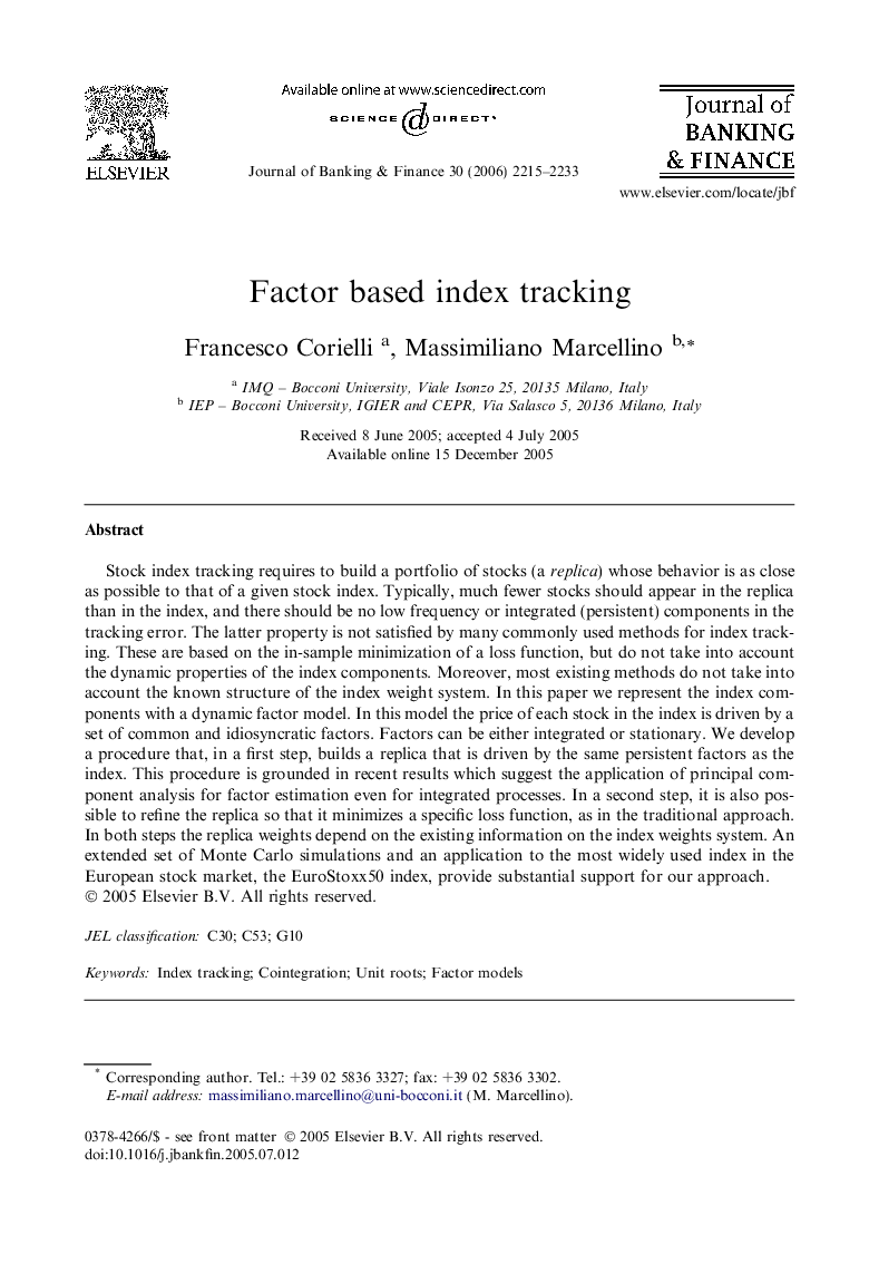 Factor based index tracking