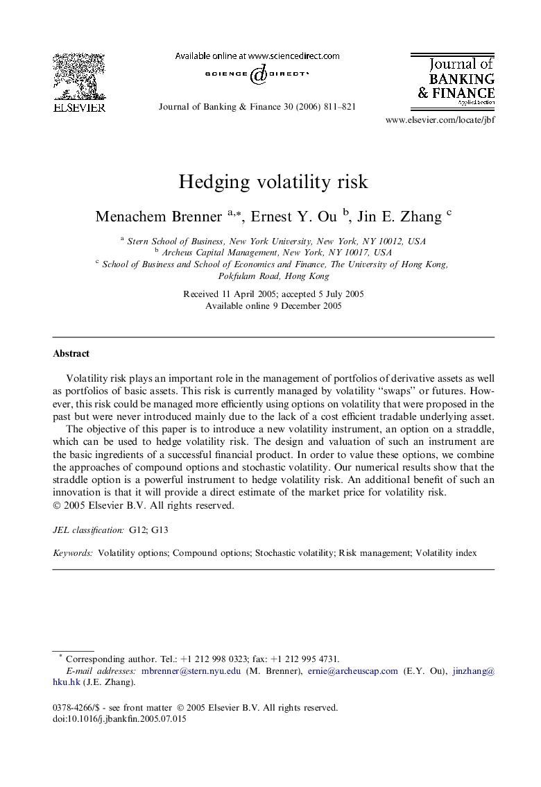 Hedging volatility risk