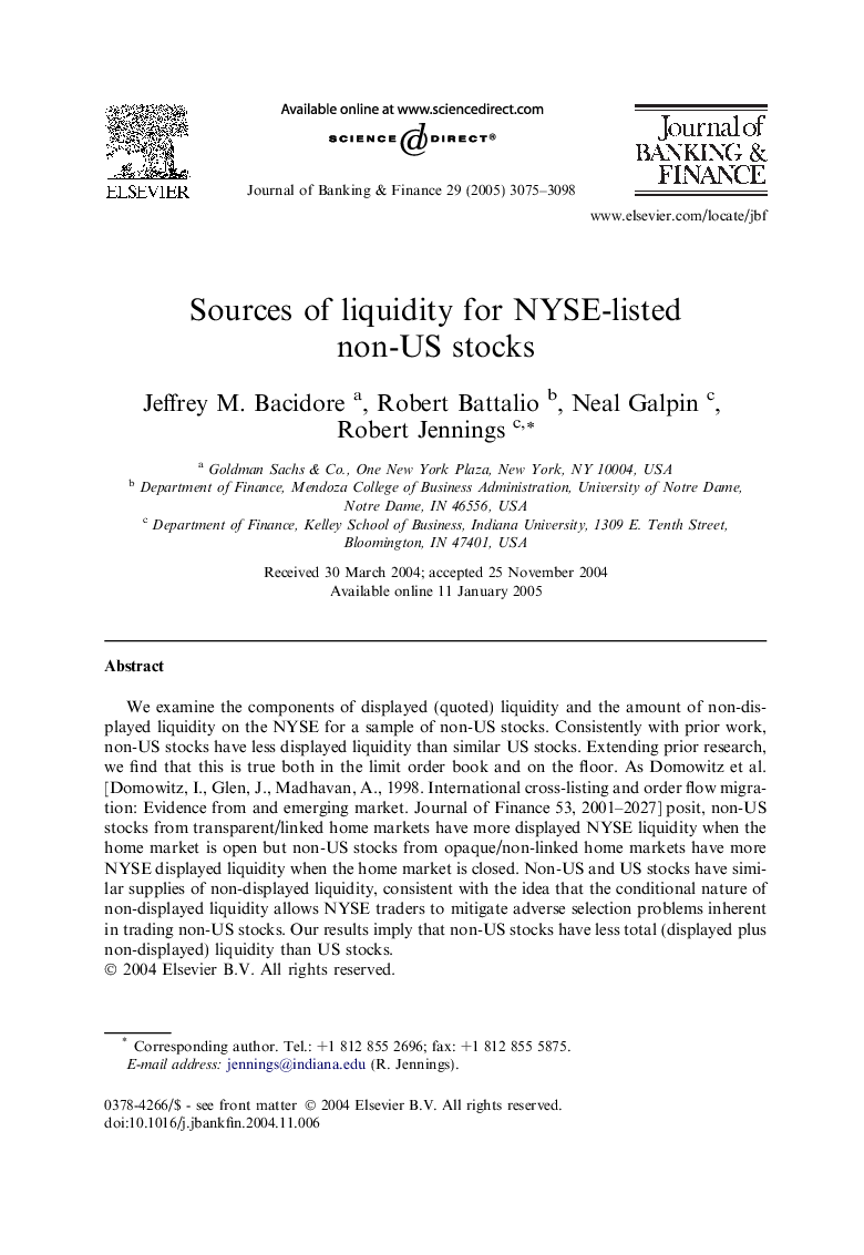 Sources of liquidity for NYSE-listed non-US stocks