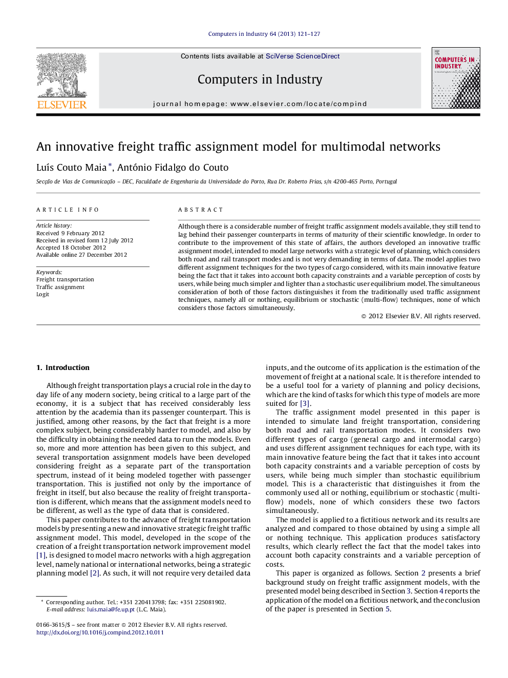 An innovative freight traffic assignment model for multimodal networks