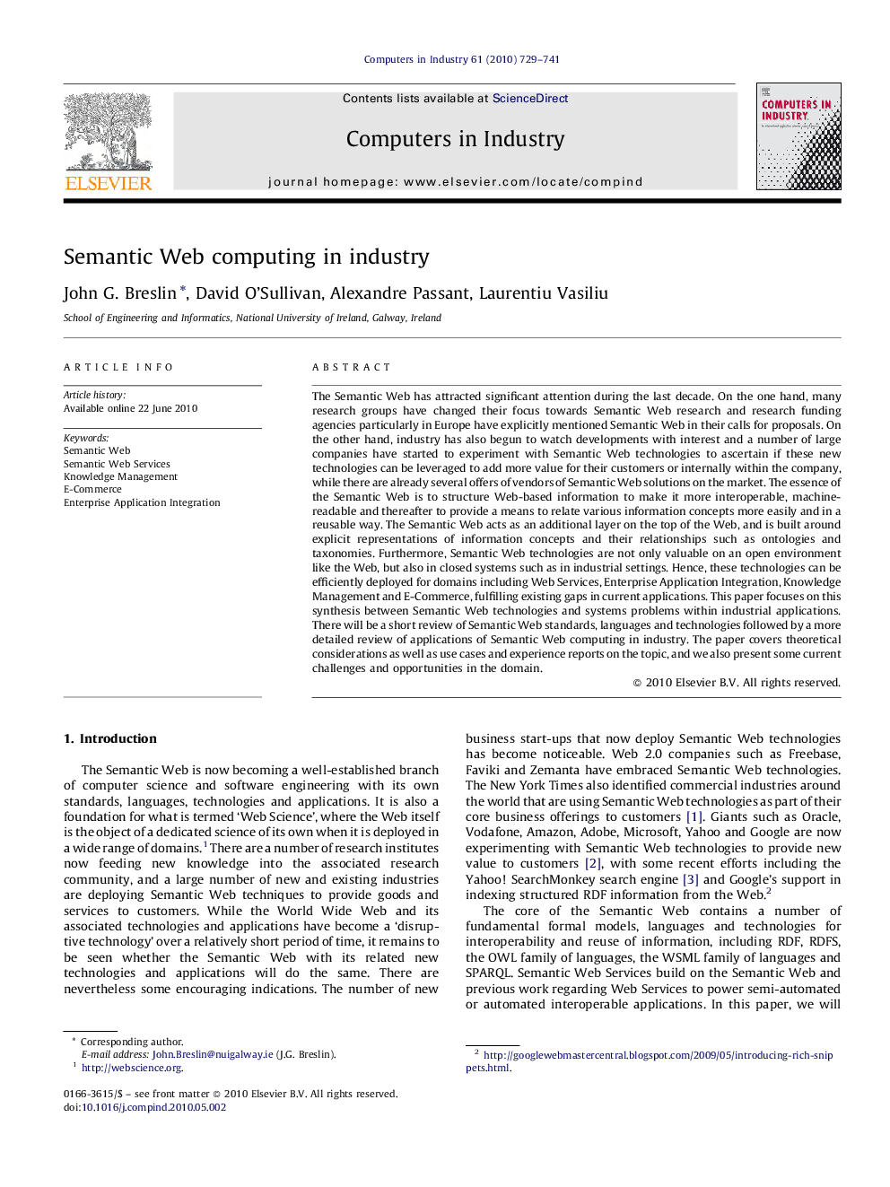 Semantic Web computing in industry