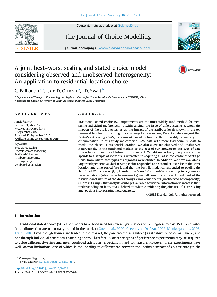 A joint best-worst scaling and stated choice model considering observed and unobserved heterogeneity: An application to residential location choice