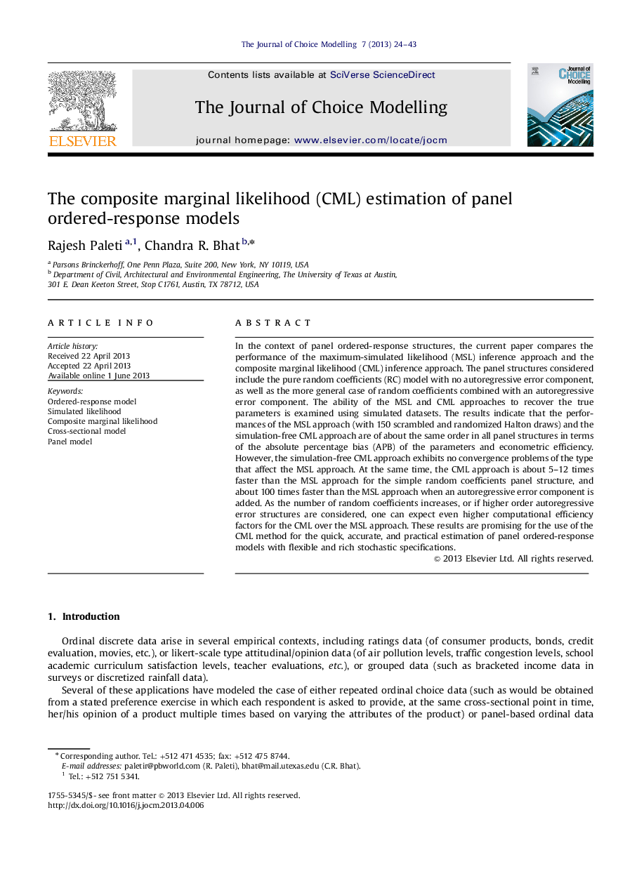 The composite marginal likelihood (CML) estimation of panel ordered-response models