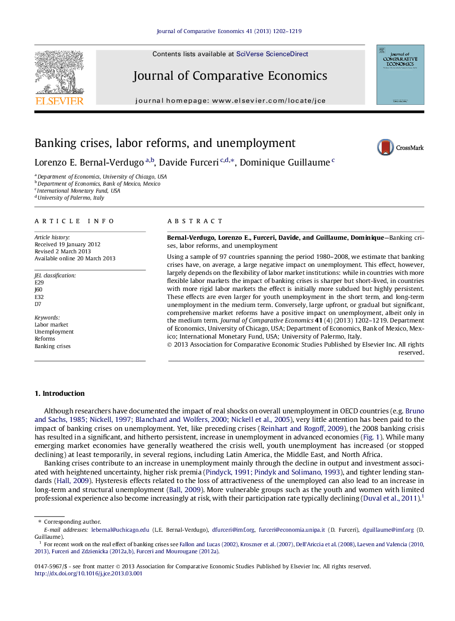 Banking crises, labor reforms, and unemployment