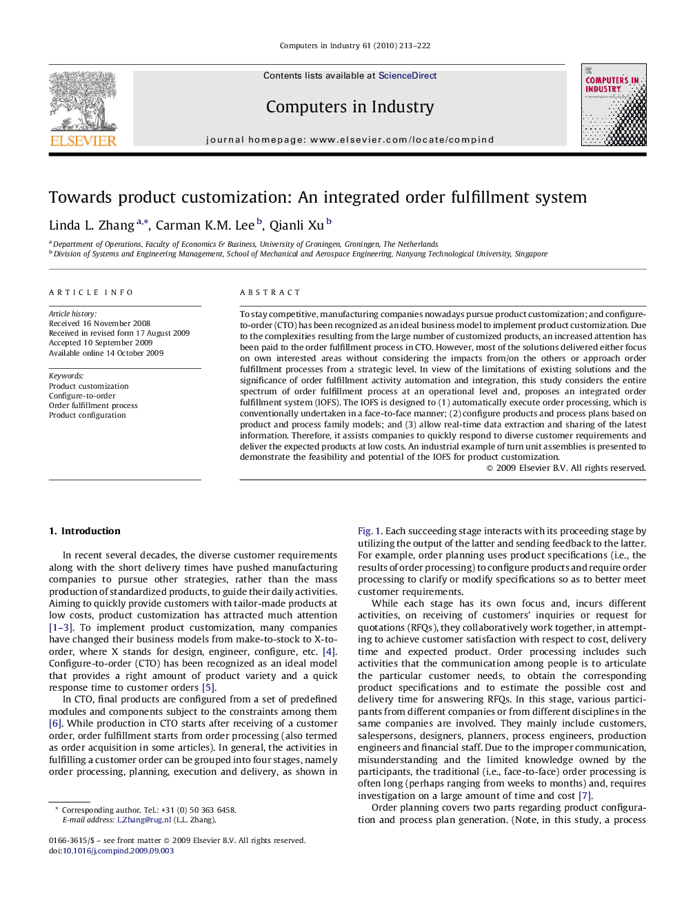 Towards product customization: An integrated order fulfillment system