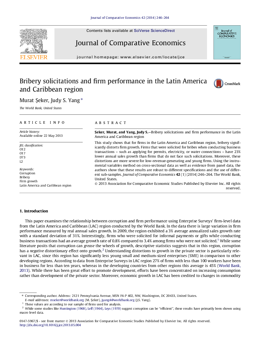 Bribery solicitations and firm performance in the Latin America and Caribbean region