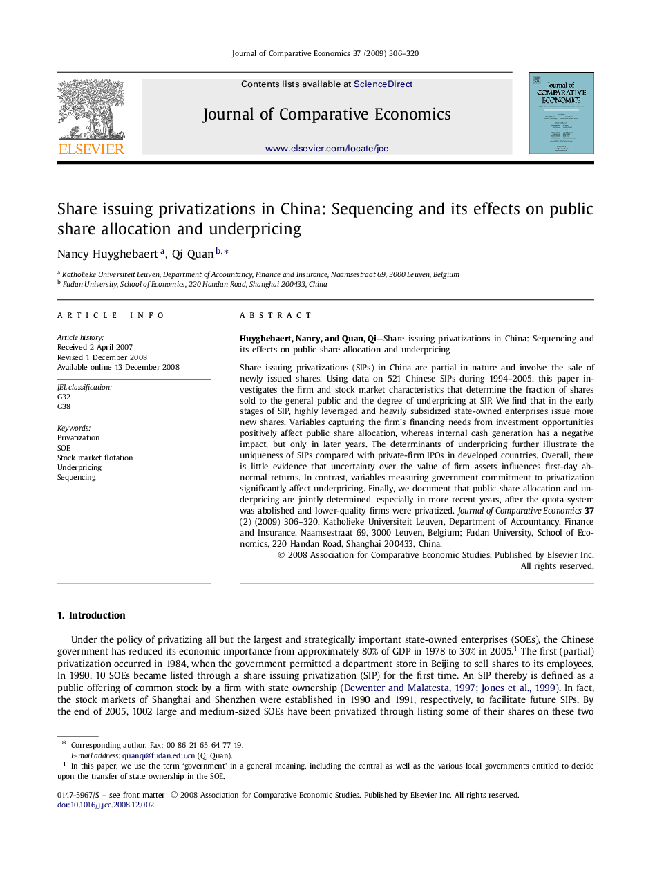 Share issuing privatizations in China: Sequencing and its effects on public share allocation and underpricing