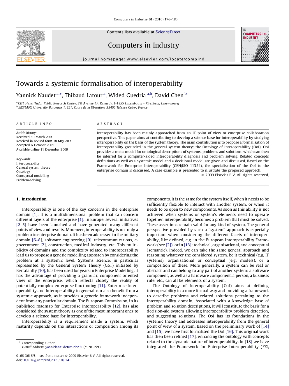 Towards a systemic formalisation of interoperability