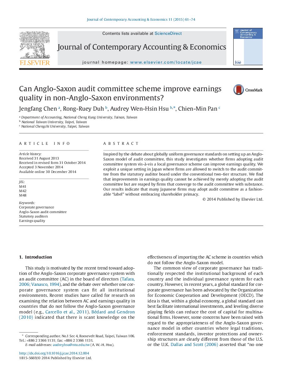 Can Anglo-Saxon audit committee scheme improve earnings quality in non-Anglo-Saxon environments?