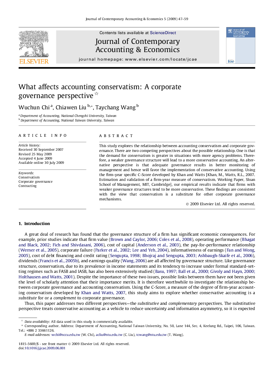 What affects accounting conservatism: A corporate governance perspective