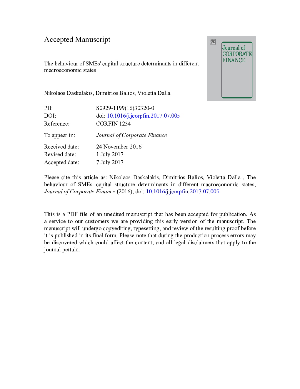 The behaviour of SMEs' capital structure determinants in different macroeconomic states