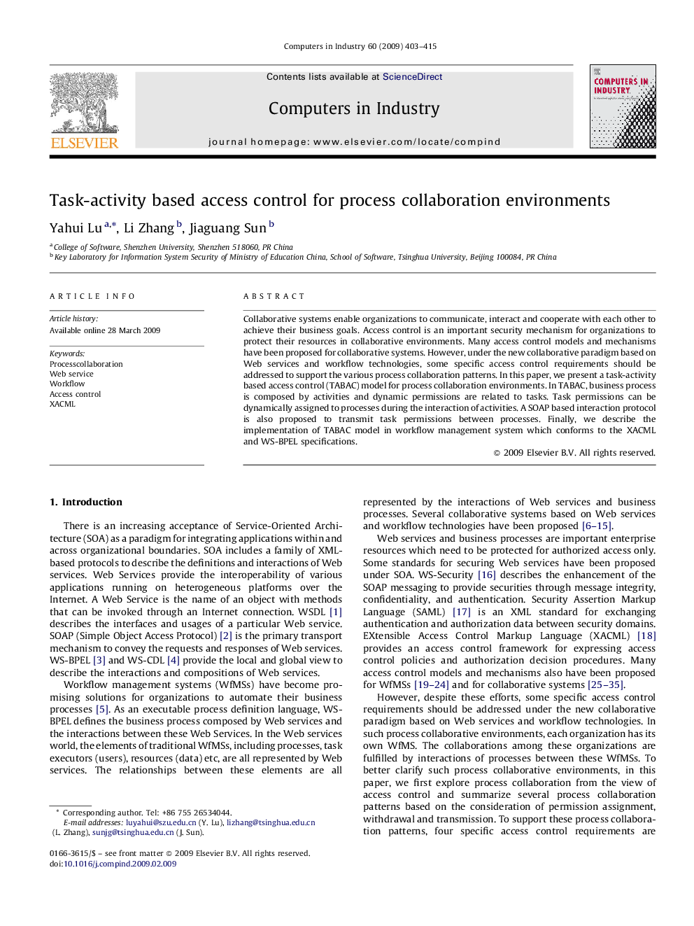 Task-activity based access control for process collaboration environments