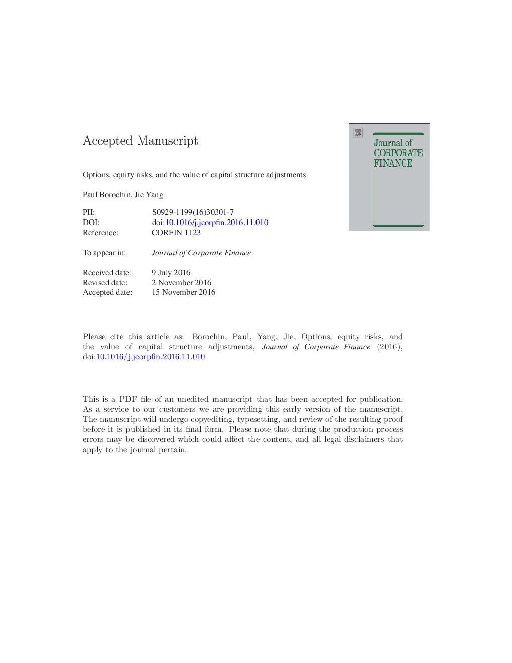 Options, equity risks, and the value of capital structureÂ adjustments