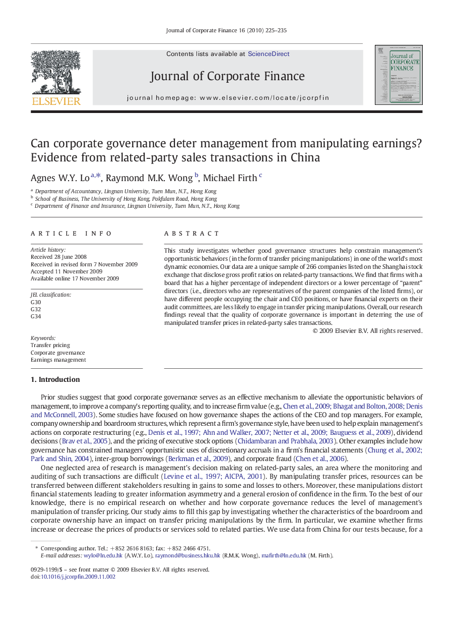 Can corporate governance deter management from manipulating earnings? Evidence from related-party sales transactions in China