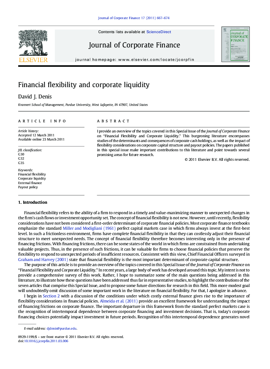 Financial flexibility and corporate liquidity