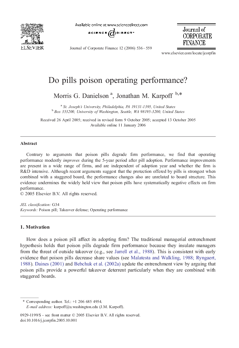 Do pills poison operating performance?