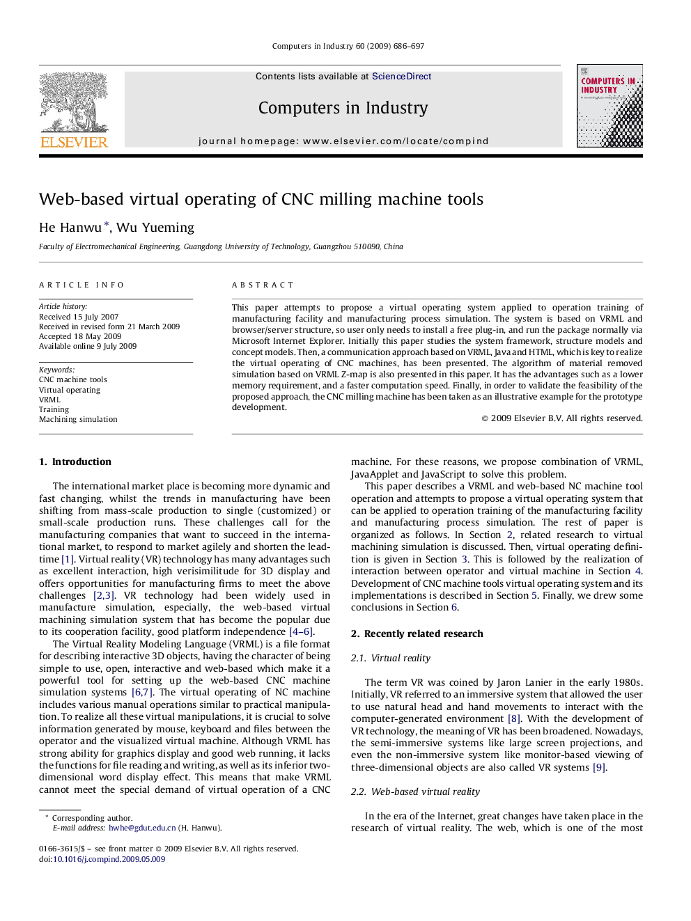 Web-based virtual operating of CNC milling machine tools