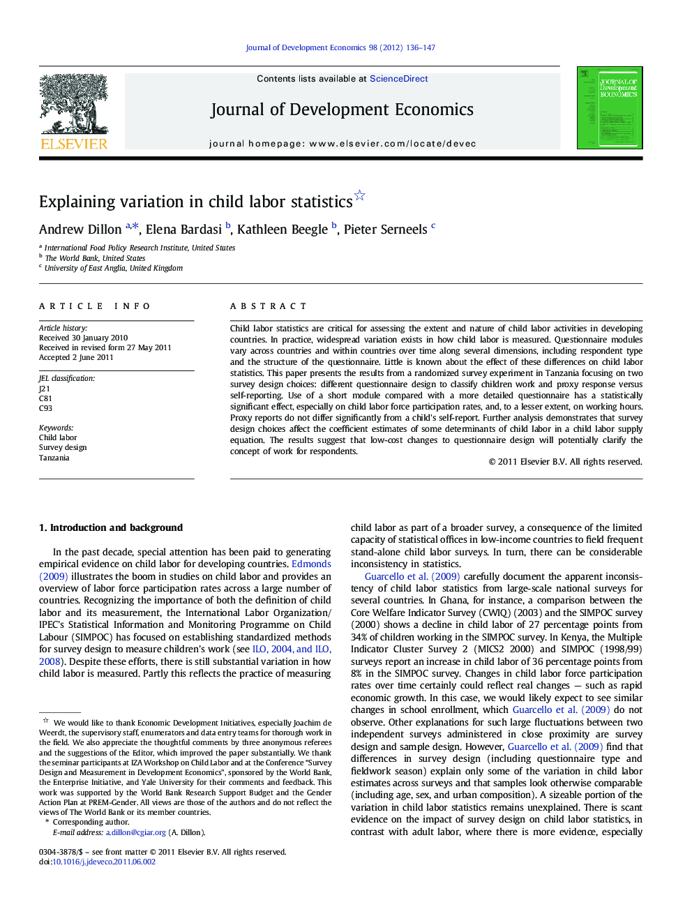 Explaining variation in child labor statistics