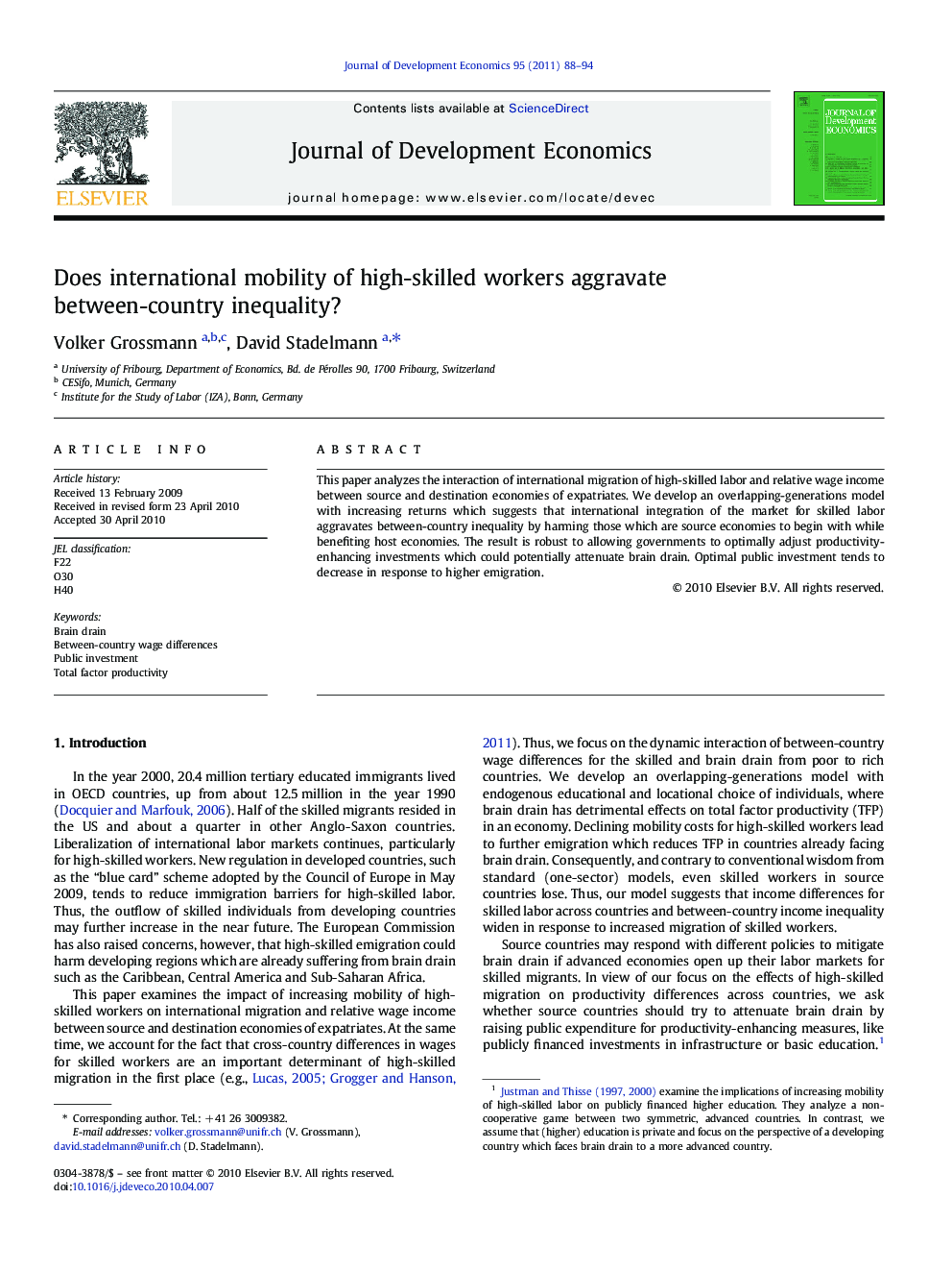 Does international mobility of high-skilled workers aggravate between-country inequality?