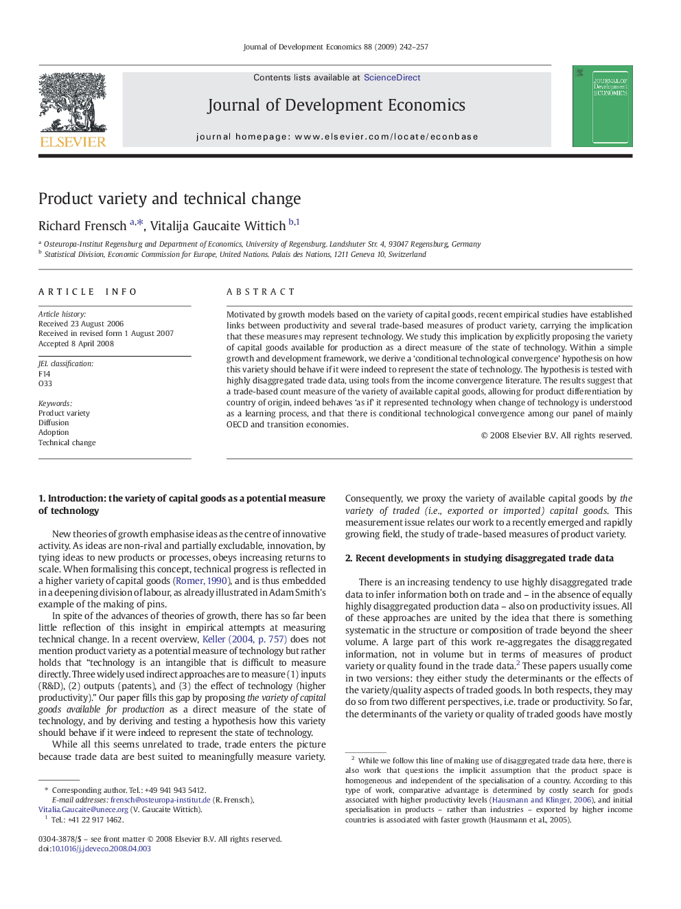 Product variety and technical change