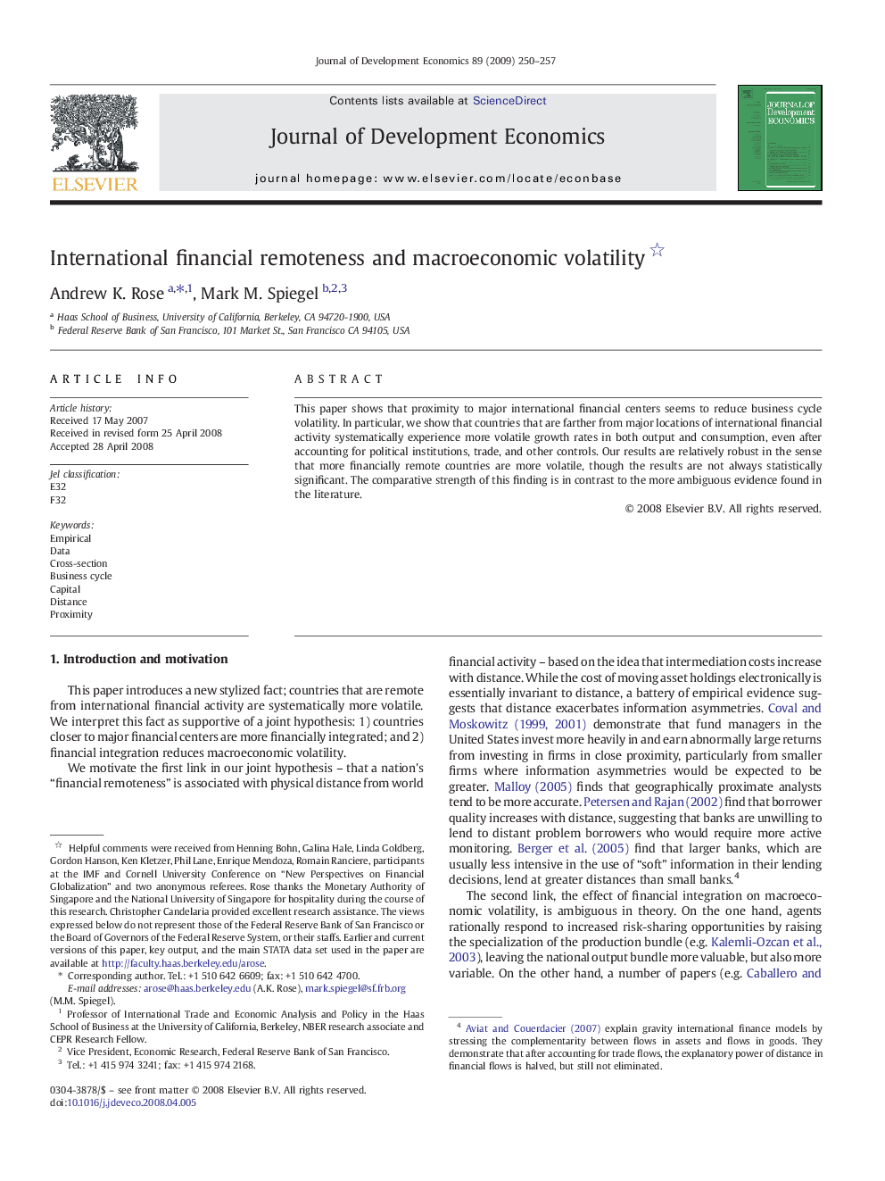 International financial remoteness and macroeconomic volatility