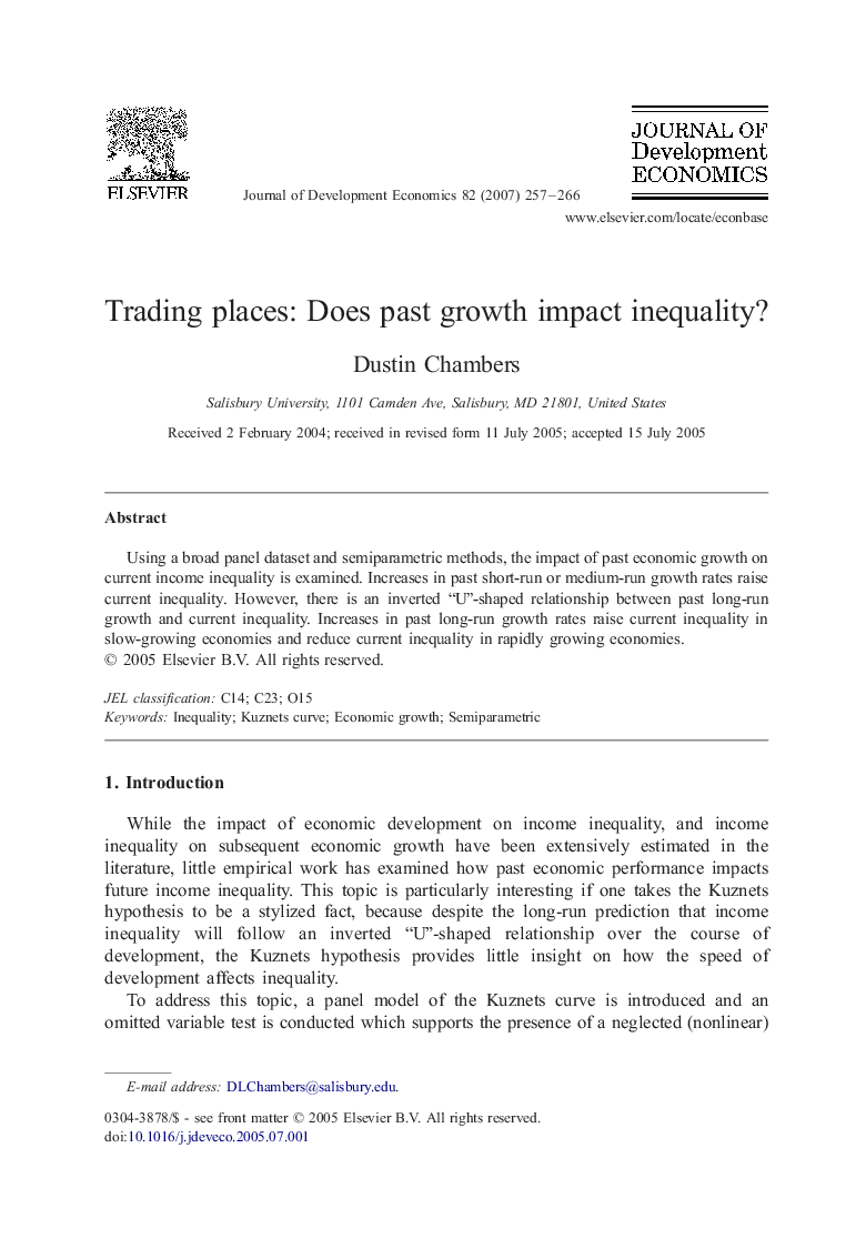 Trading places: Does past growth impact inequality?