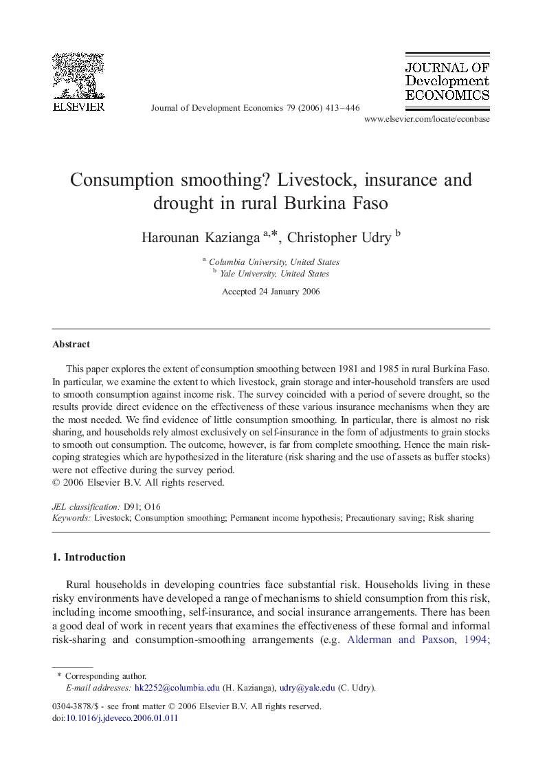 Consumption smoothing? Livestock, insurance and drought in rural Burkina Faso