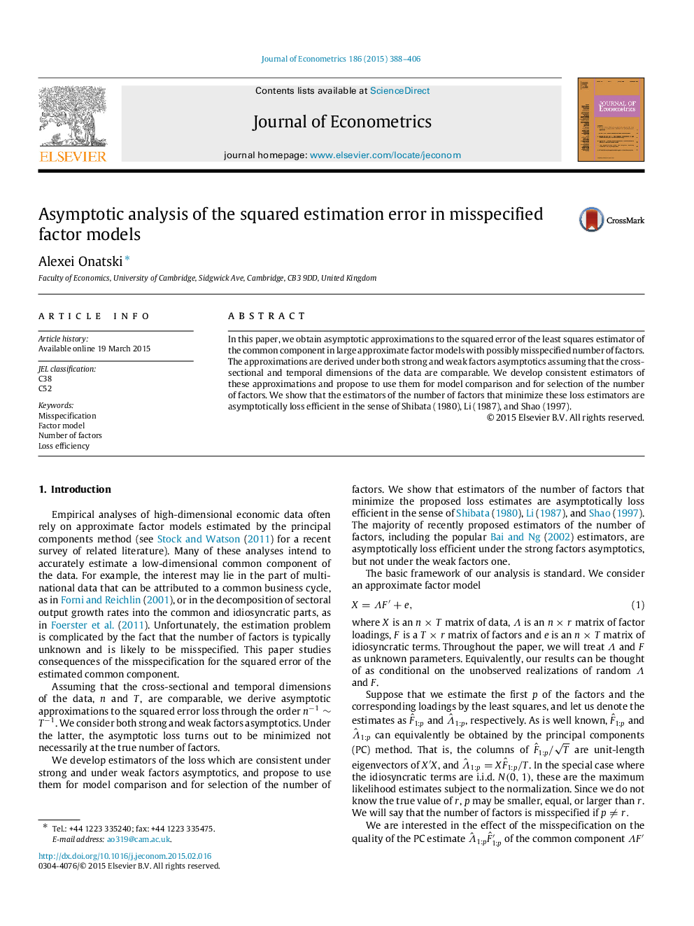 Asymptotic analysis of the squared estimation error in misspecified factor models