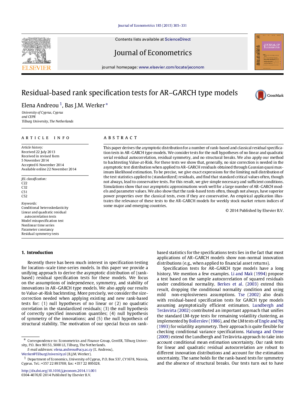 Residual-based rank specification tests for AR-GARCH type models