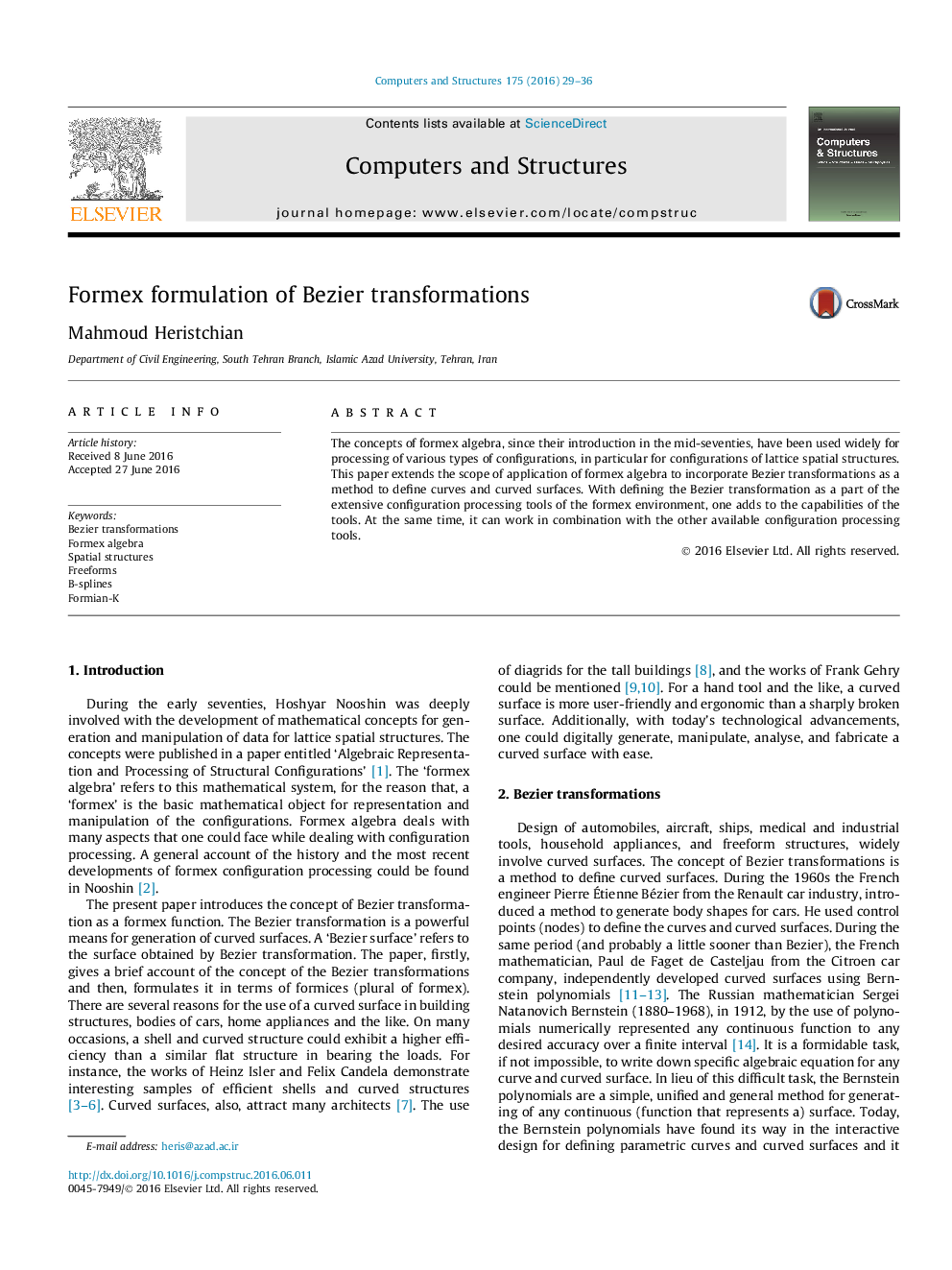 Formex formulation of Bezier transformations