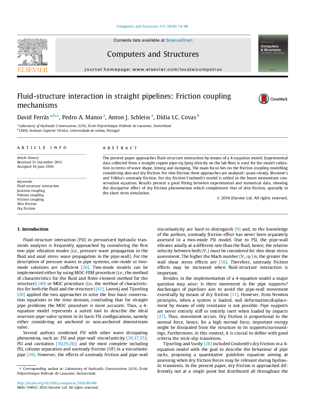 Fluid-structure interaction in straight pipelines: Friction coupling mechanisms