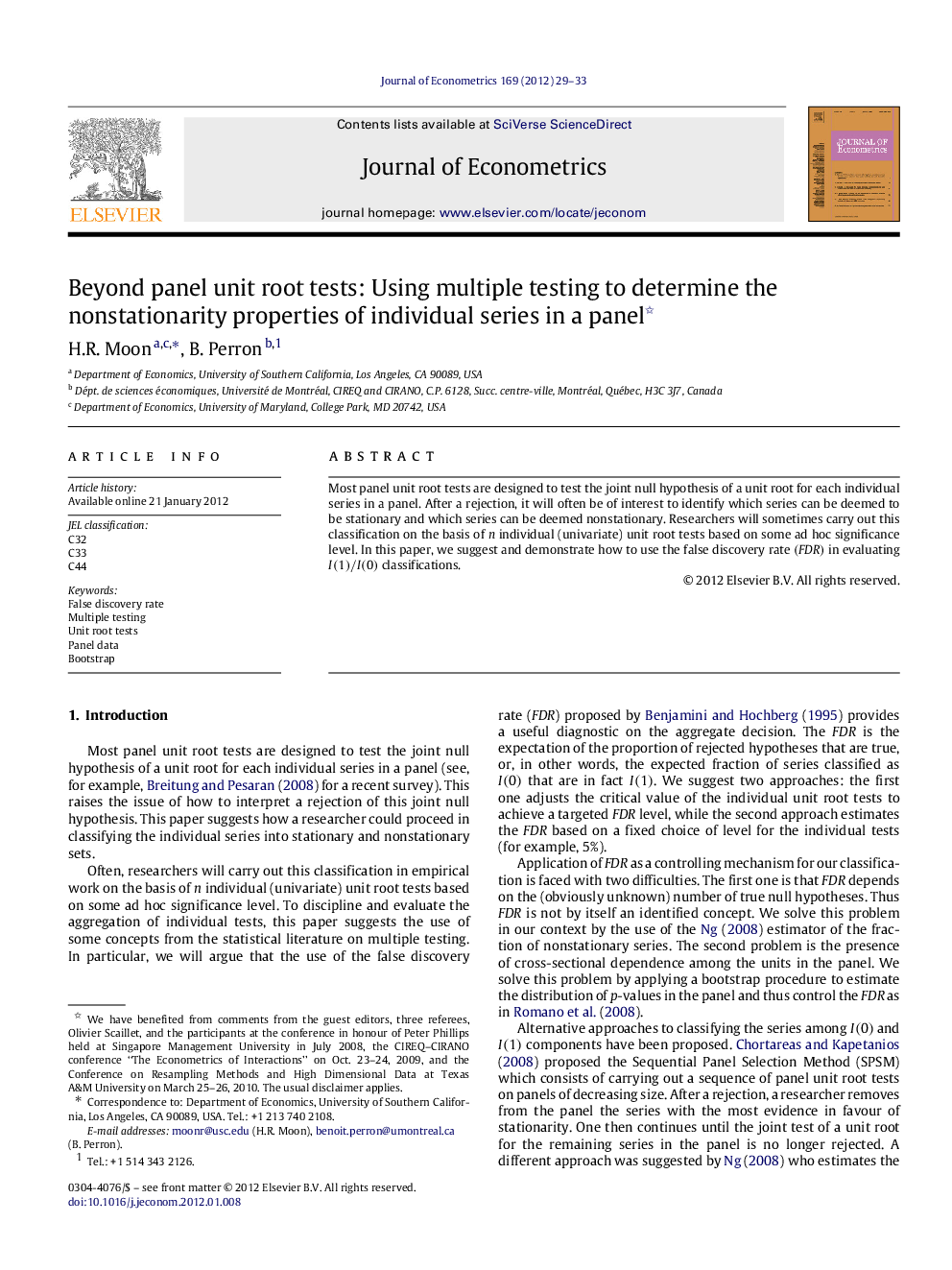 Beyond panel unit root tests: Using multiple testing to determine the nonstationarity properties of individual series in a panel