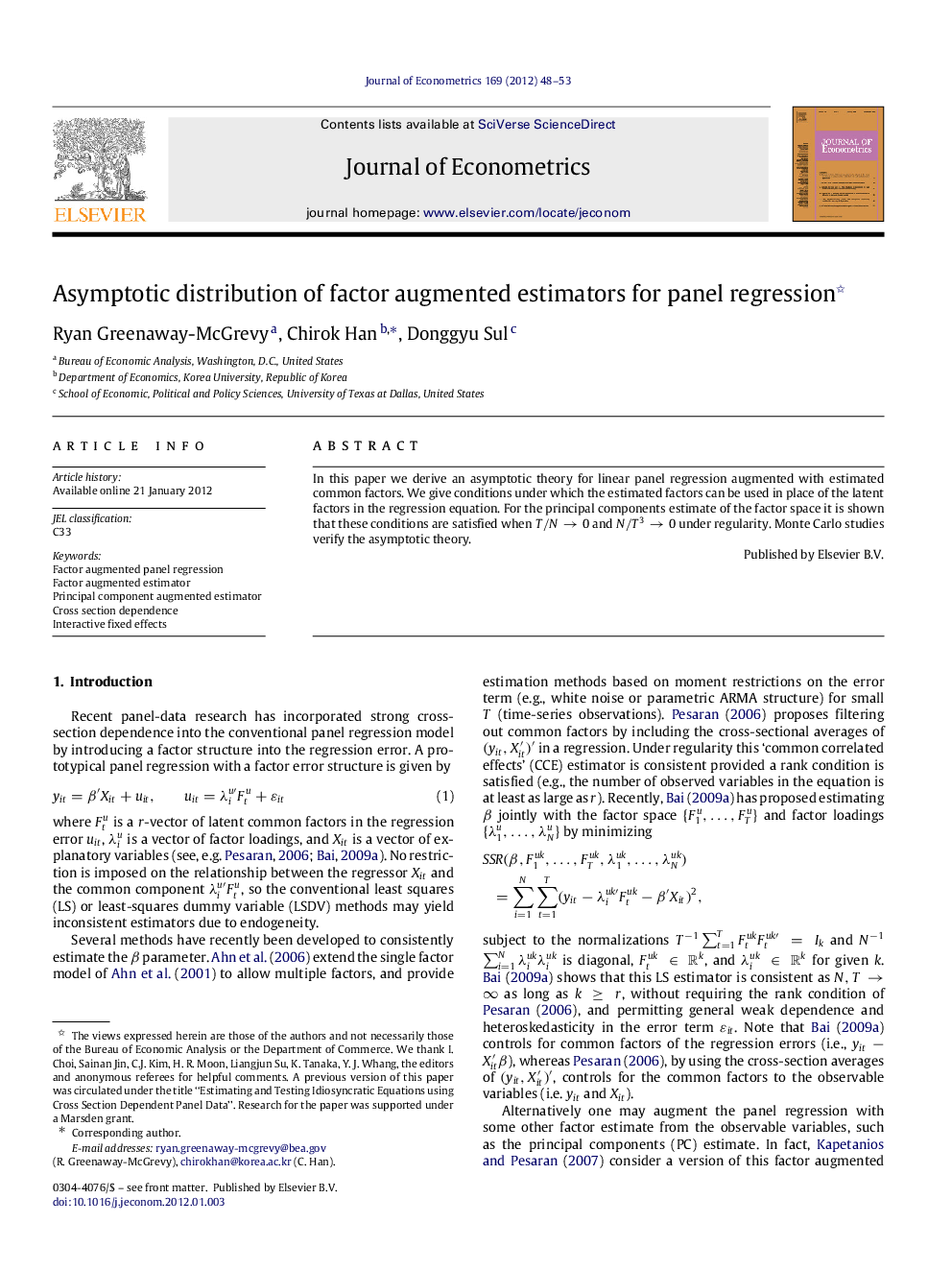 Asymptotic distribution of factor augmented estimators for panel regression