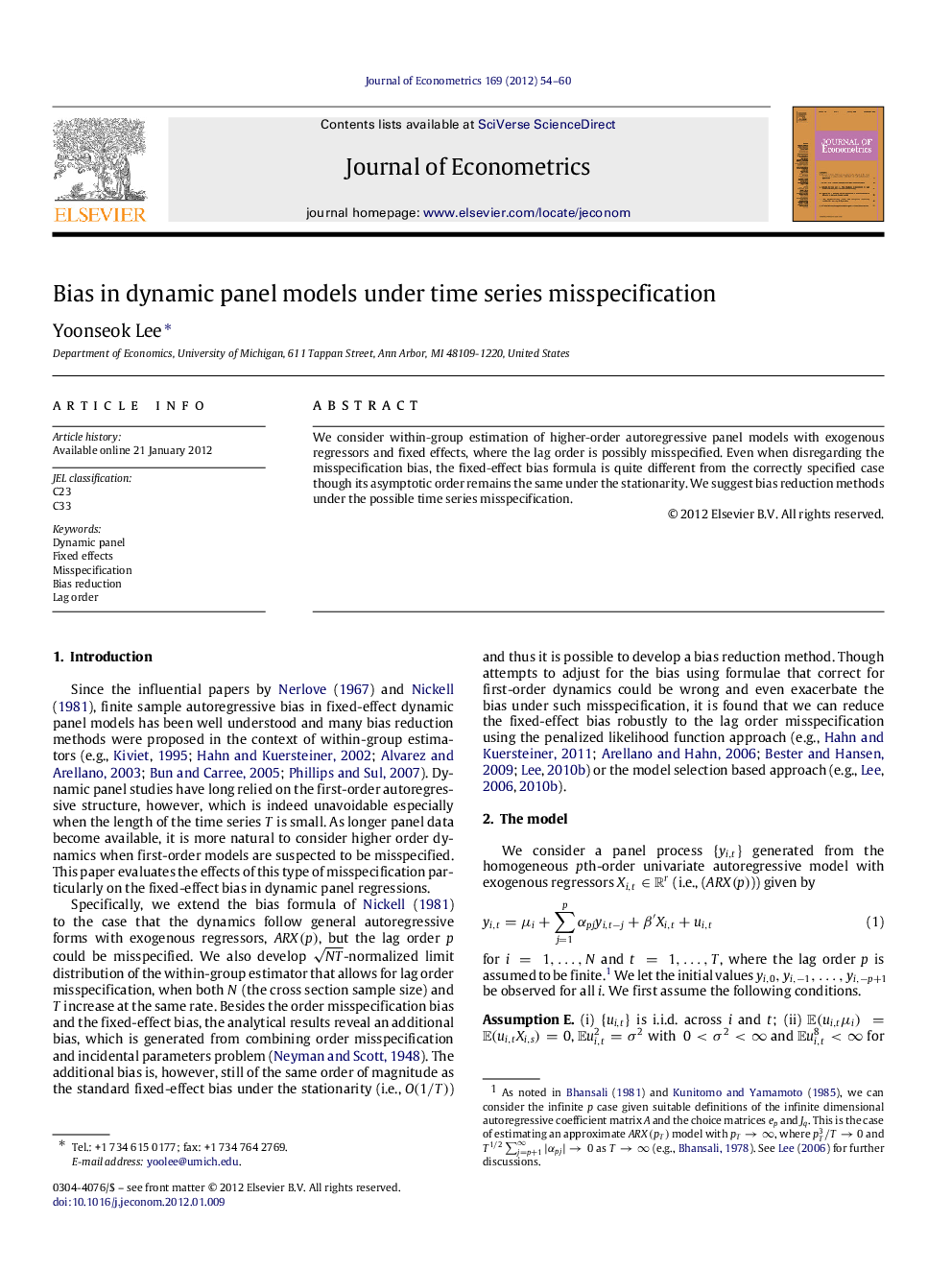 Bias in dynamic panel models under time series misspecification