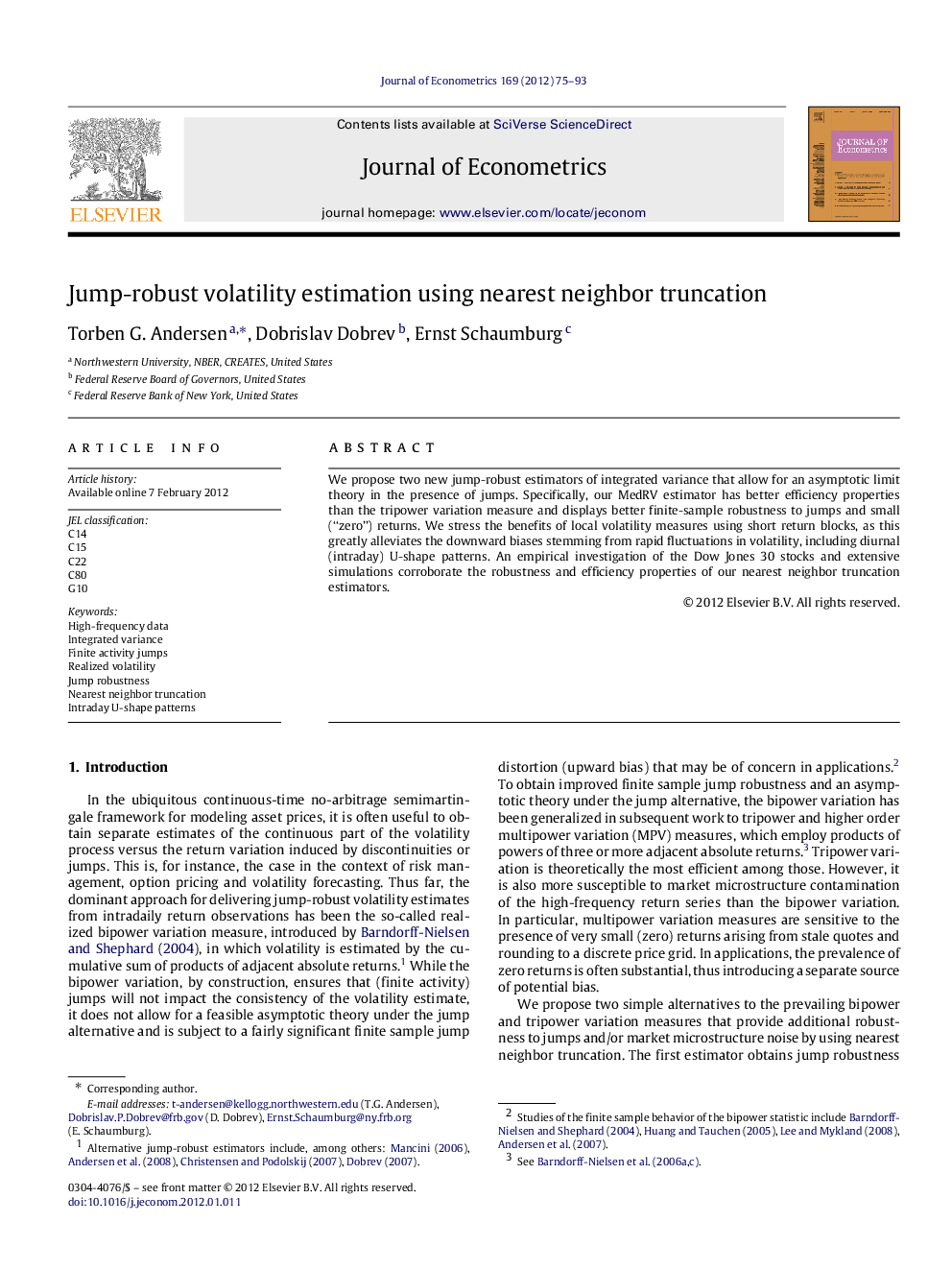 Jump-robust volatility estimation using nearest neighbor truncation