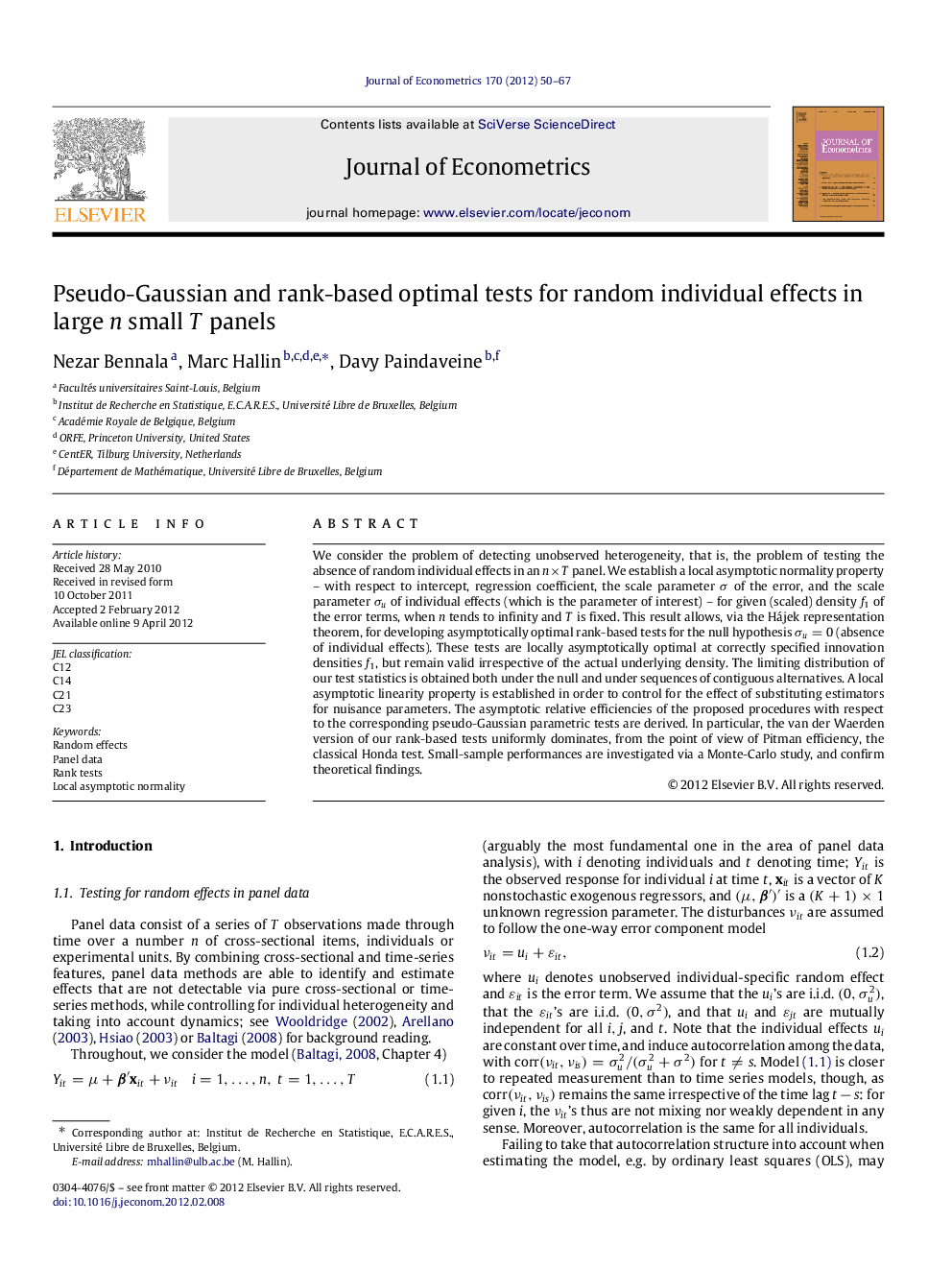 Pseudo-Gaussian and rank-based optimal tests for random individual effects in large n small T panels