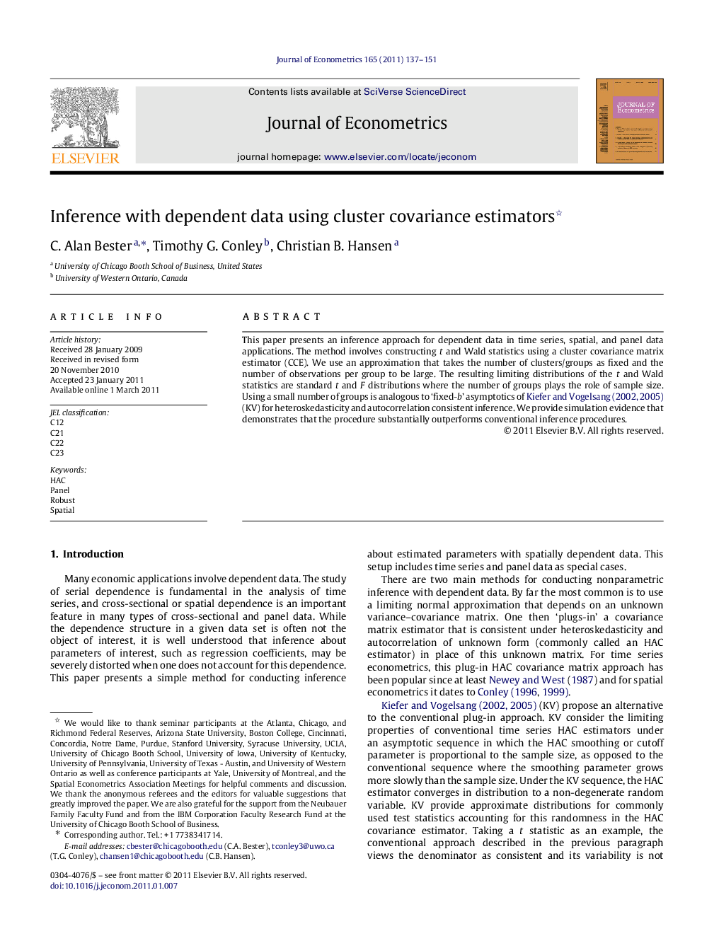 Inference with dependent data using cluster covariance estimators