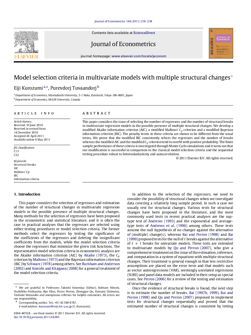 Model selection criteria in multivariate models with multiple structural changes