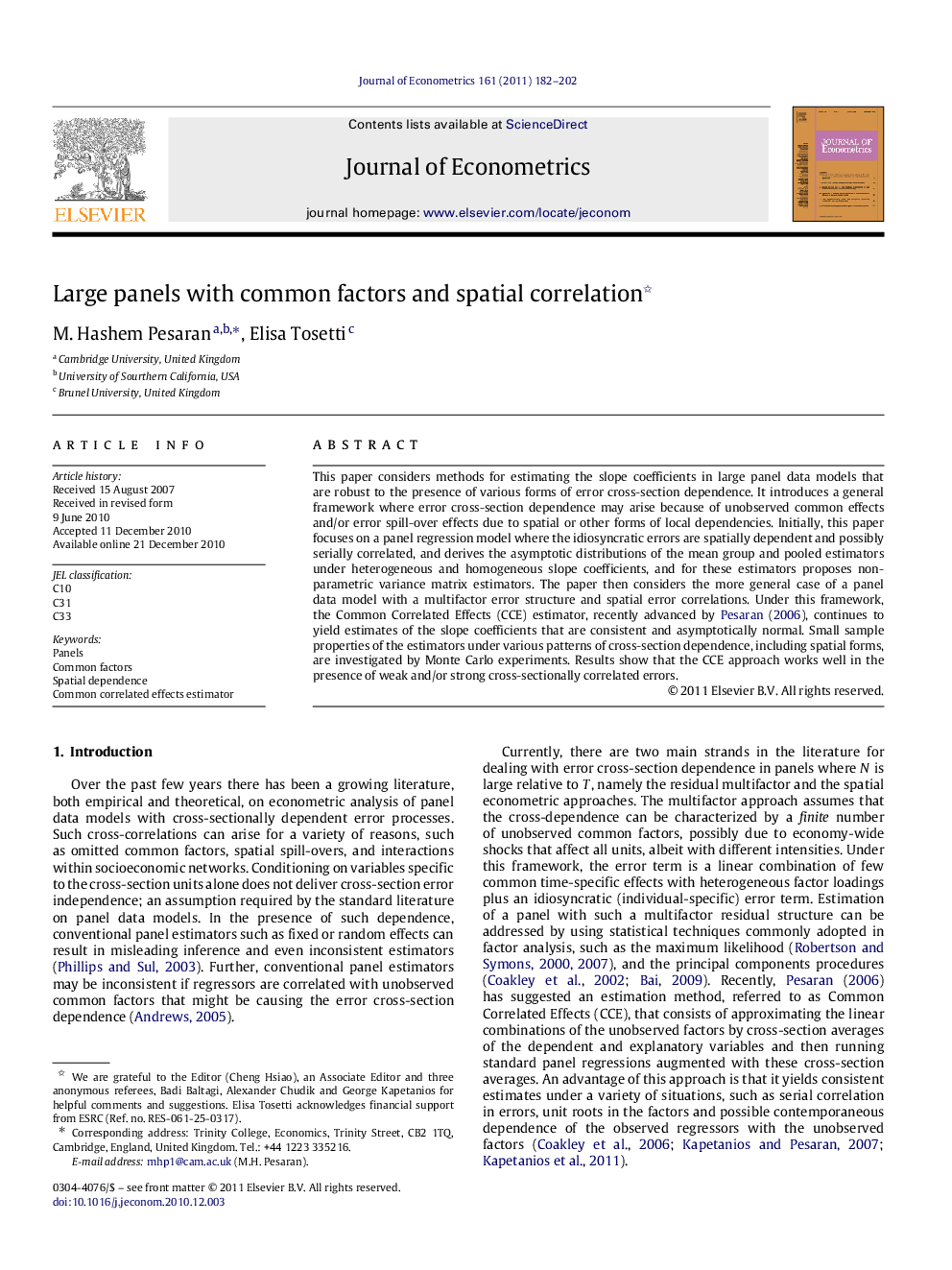 Large panels with common factors and spatial correlation