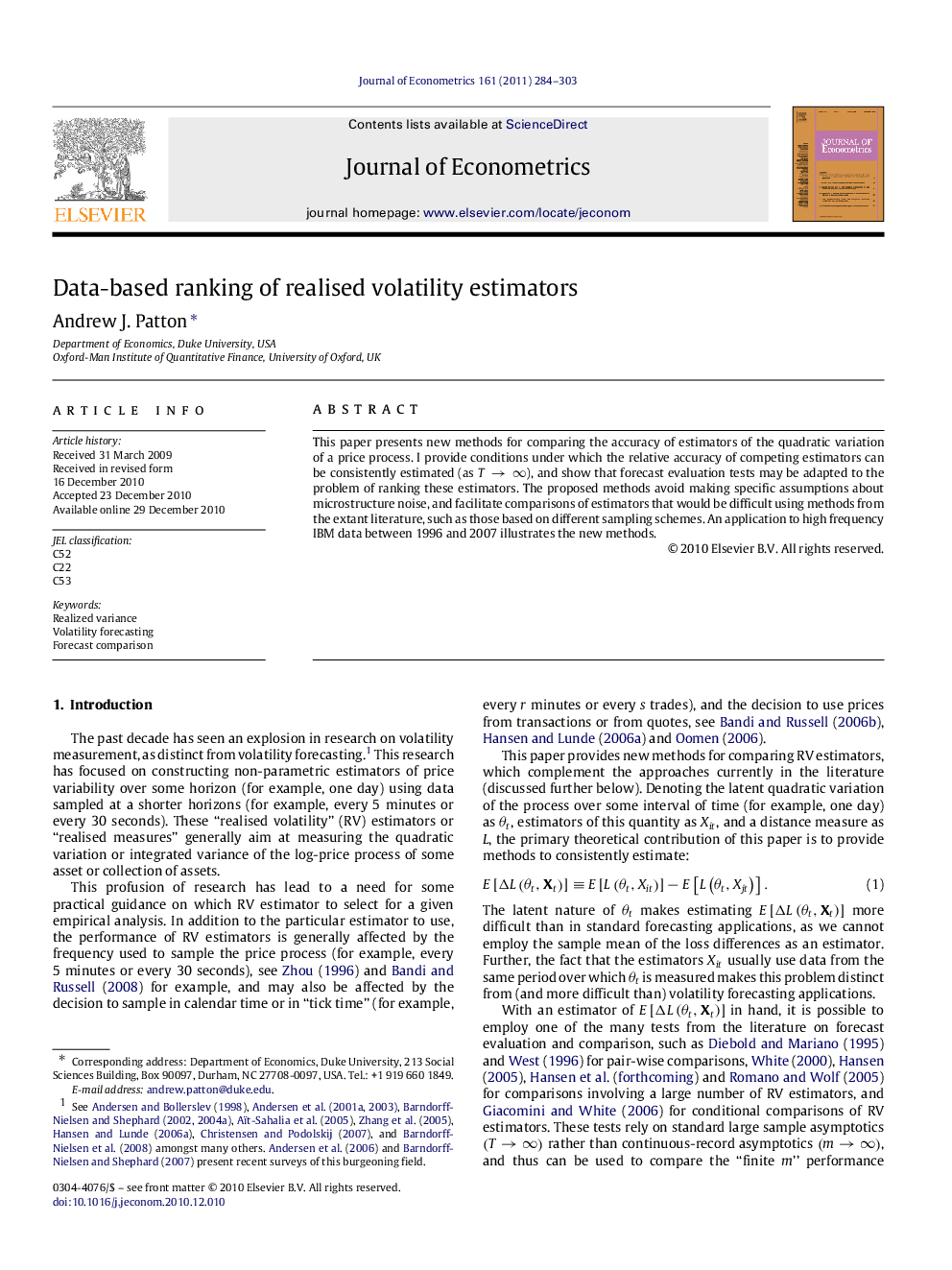 Data-based ranking of realised volatility estimators