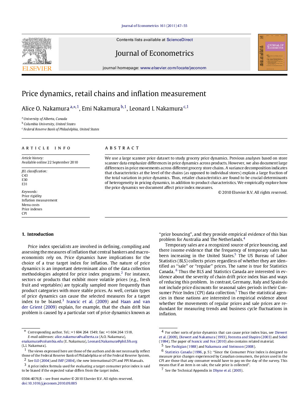 Price dynamics, retail chains and inflation measurement