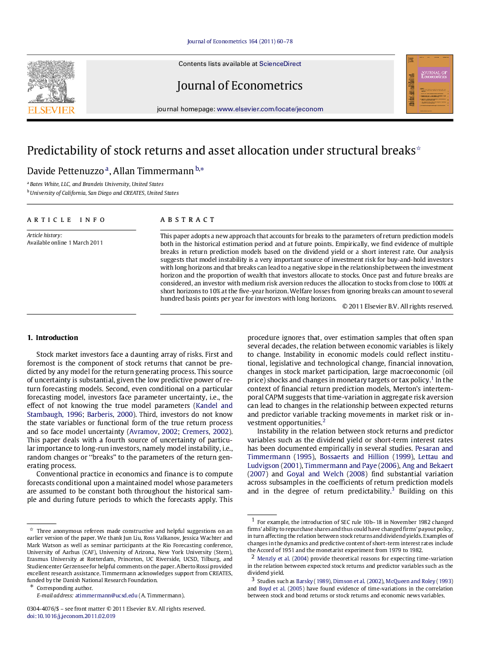 Predictability of stock returns and asset allocation under structural breaks