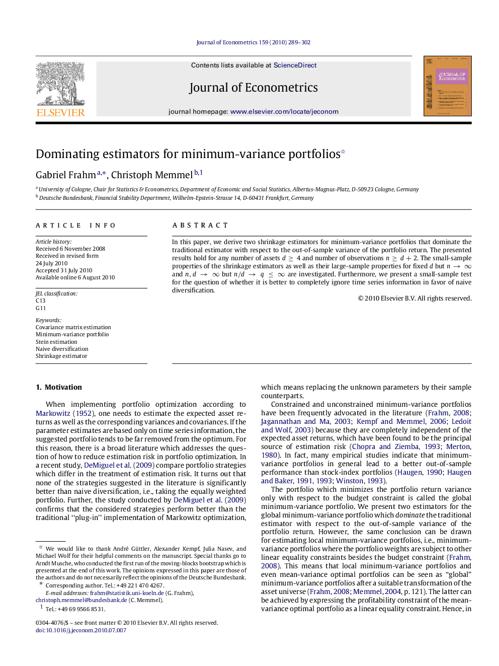 Dominating estimators for minimum-variance portfolios