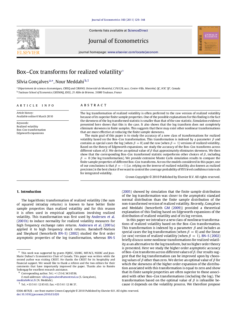 Box-Cox transforms for realized volatility