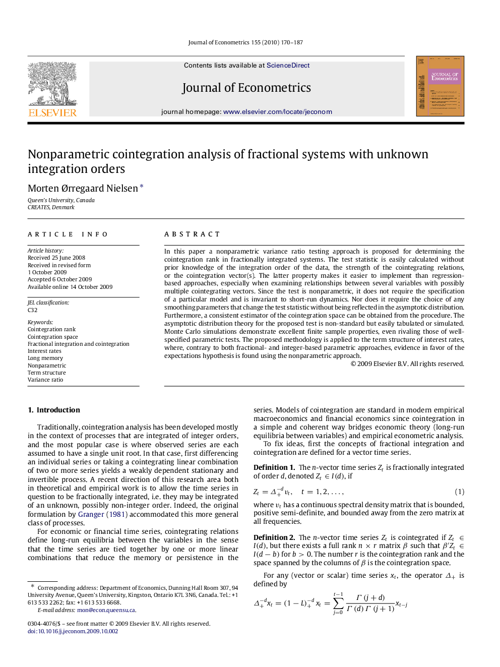 Nonparametric cointegration analysis of fractional systems with unknown integration orders