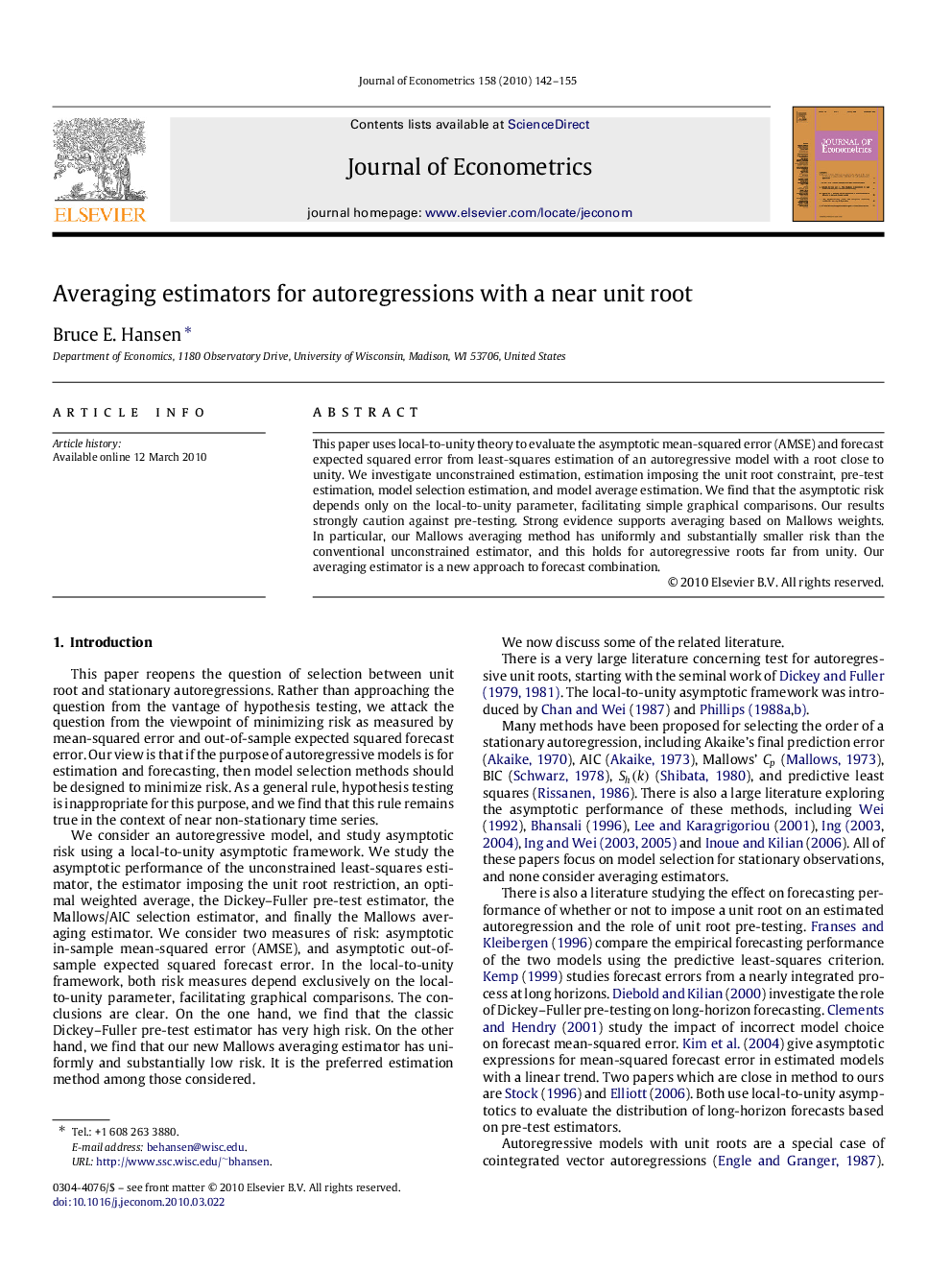 Averaging estimators for autoregressions with a near unit root