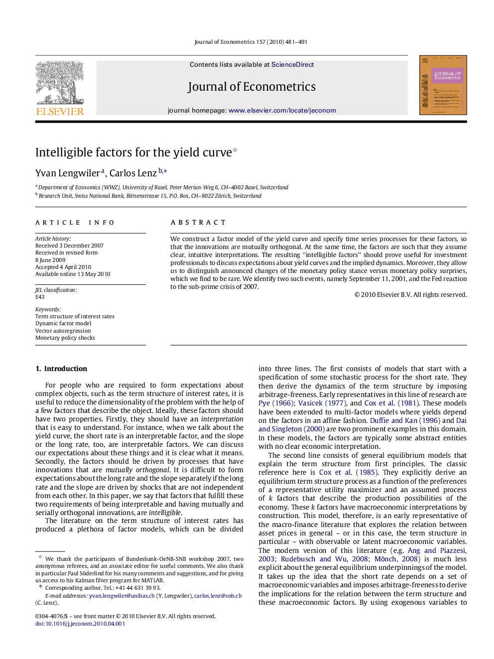 Intelligible factors for the yield curve