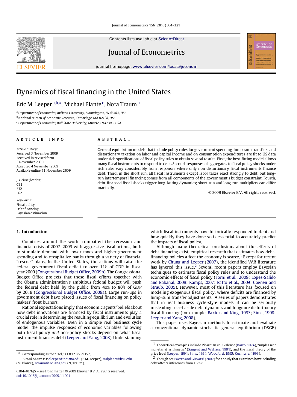 Dynamics of fiscal financing in the United States