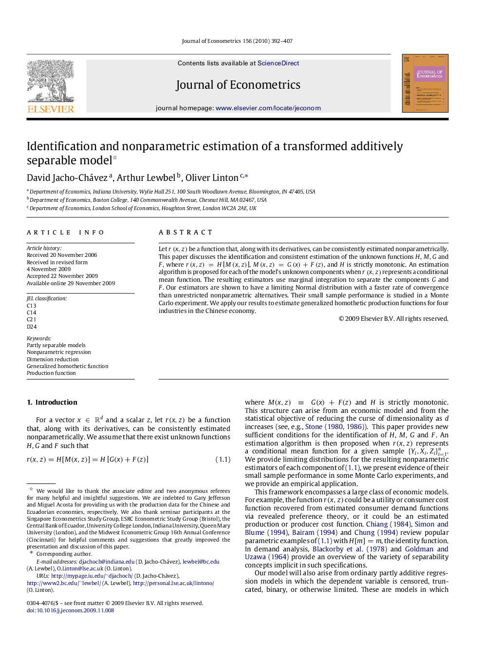 Identification and nonparametric estimation of a transformed additively separable model