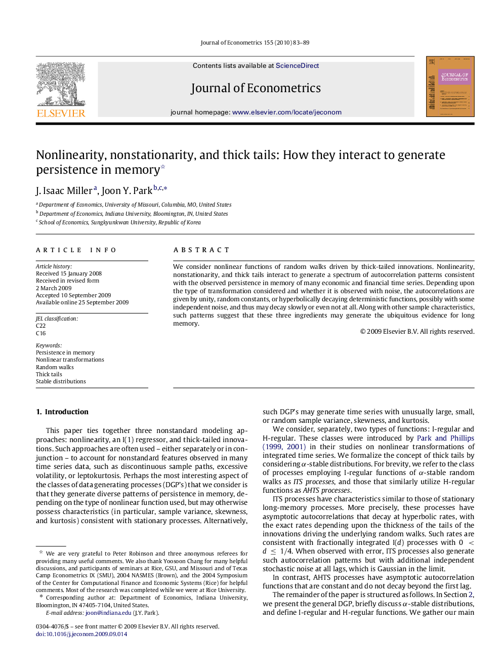 Nonlinearity, nonstationarity, and thick tails: How they interact to generate persistence in memory